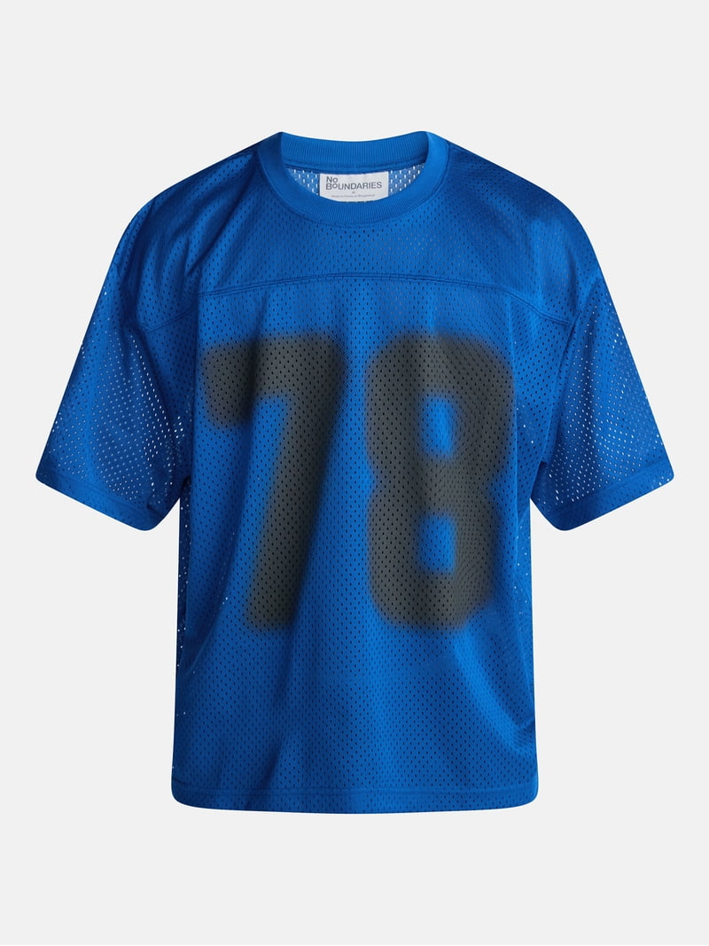 No Boundaries Graphic Boxy Fit Mesh Jersey Style Shirt, Men's XS