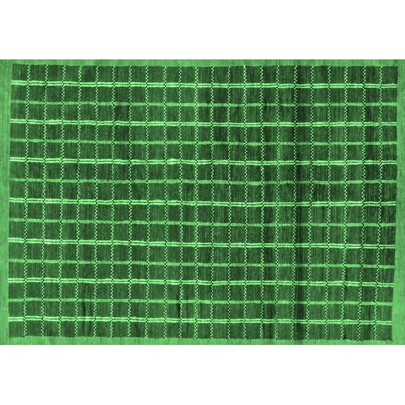 Ahgly Company Indoor Rectangle Abstract Emerald Green Modern Area Rugs, 6' x 9'