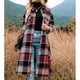 thumbnail image 5 of Camisas largas de franela a cuadros para mujer, chaqueta con botones de solapa de manga larga con abertura lateral para mujeres y niñas, rojo L, 5 of 8