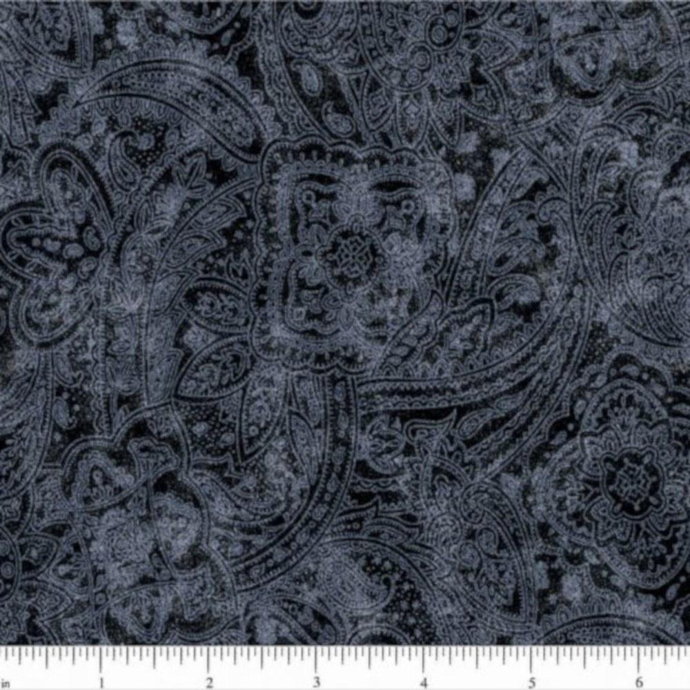 108" Paisley Quilt Backing Fabric Black