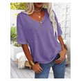 thumbnail image 3 of Women's Casual 3/ 4 Sleeve V-Neck Loose Fit T-Shirt, Solid Color Basic Tunic Top, Trendy Summer Blouse, 3 of 6