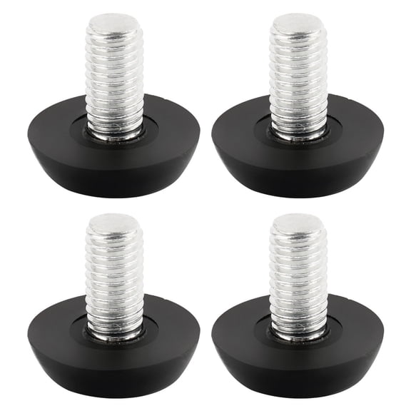 Unique Bargains 23mm Dia Base 8mm Thread Screw On Type Furniture Glide Leveling Foot Black 4Pcs
