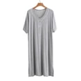 thumbnail image 3 of Miluxas Men's Modal Short Sleeve Nightshirt, V-Neck Button Detail Sleep Shirt, Ultra-Soft Loungewear Nightgown with Side Slits for Men Gray XL(XL), 3 of 5