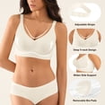 thumbnail image 3 of QYLUX Women’s Wireless Bra - Soft Comfort Bra,Full Coverage Seamless Supportive T-Shirt & Sports Bra for Everyday Wear,Beige,L, 3 of 7