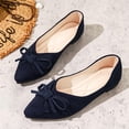 thumbnail image 6 of Gpaecead Women's Bow Flat Shoe Pointed Toe Faux Suede Soft Sole Elegant Versatile Comfort Slip On Shoes For Work, Navy, 6 of 8