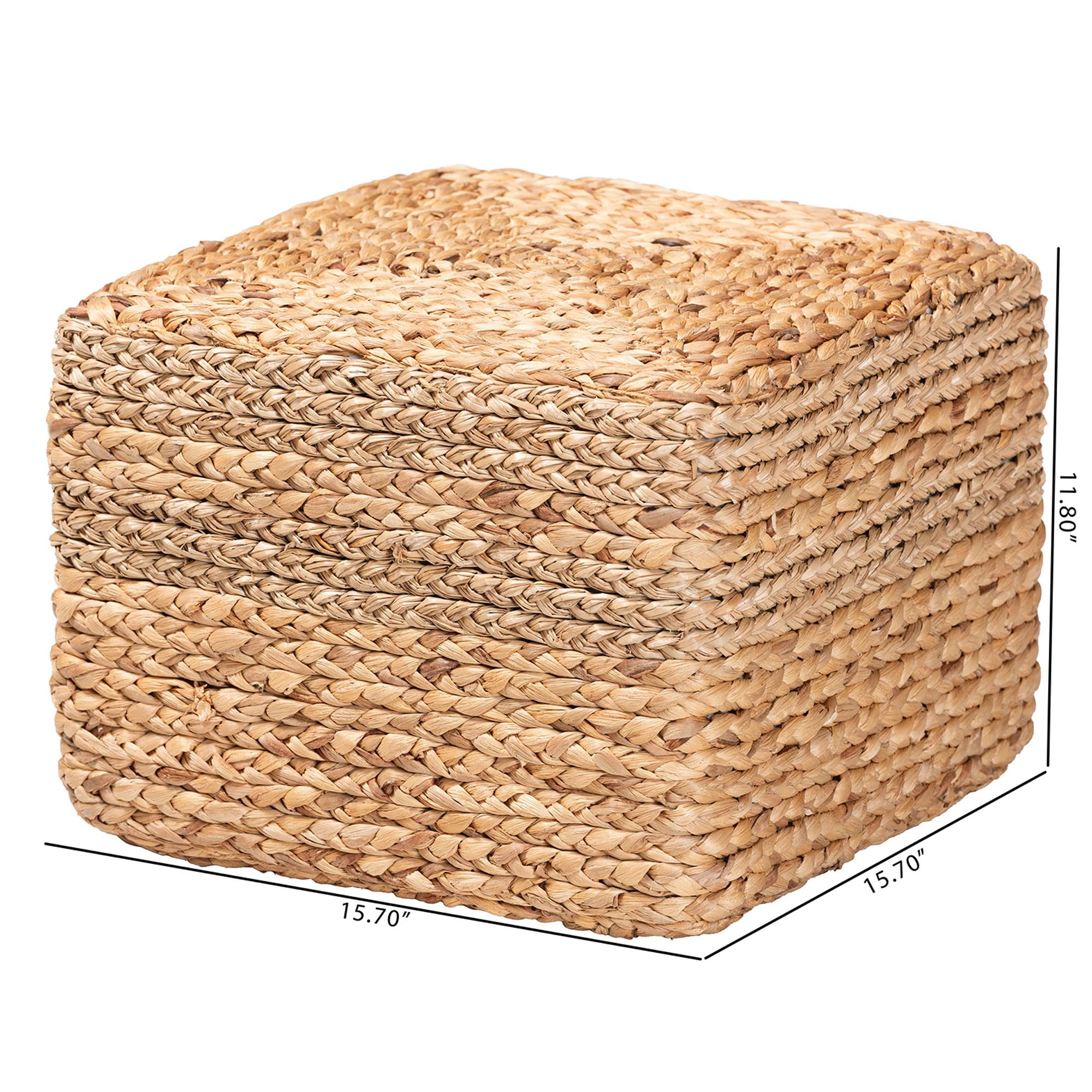 bali & pari Marella Modern Bohemian Natural Brown Seagrass Accent Footstool