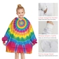 thumbnail image 6 of Yellow Tie Dye Spiral Pattern Blanket Hoodies for Kids 6-13YR Oversize Wearable Blanket Hoodies for Boys Girls Teens, 6 of 7