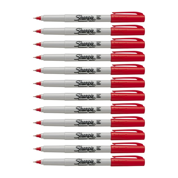 Rotuladores permanentes SHARPIE Color Burst, ultrafinos, rojo, paquete de 12