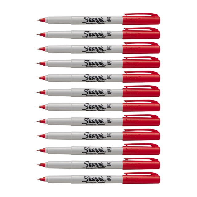 Rotuladores permanentes SHARPIE Color Burst, ultrafinos, rojo, paquete de 12