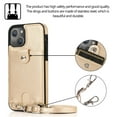 thumbnail image 6 of Crossbody Phone Case for iPhone 13 Mini(5.4") 2021, Allytech PU Leather Back Card Holder Detachable Lanyard Adjustable Strap Drop Protection Purse Slim Bag Case for iPhone 13 Mini 2021, Gold, 6 of 6