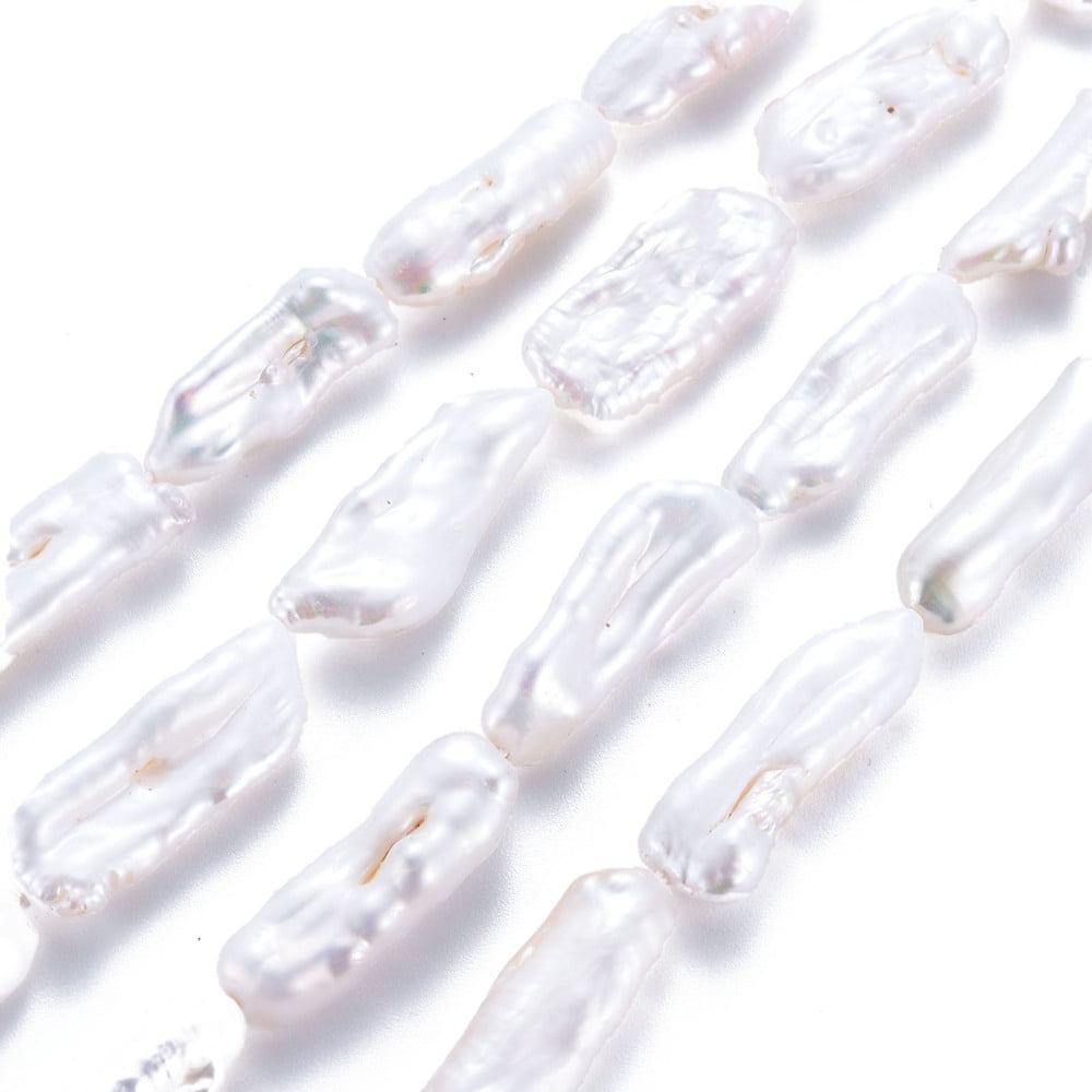 Natural Keshi Pearl Beads Strands Cultured Freshwater Pearl Nuggets Seashell Color 15~34x6~12x4~7mm Hole: 0.6mm about 14~20pcs/strand 14.96 inch(38cm)