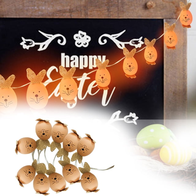 Decoraciones de Pascua, guirnalda de luces LED cálidas con forma de pollo amarillo de Pascua, guirnalda de luces con huevos para incubar, guirnalda de luces decorativas de Pascua a pilas.