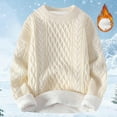 thumbnail image 3 of Oversized Sweaters for Women Comdrip Womens Winter Two Items Knitting Round Neck Loose Versatile Long Sleeve Pullovers Cable Knit Sweater Women Beige L, 3 of 6