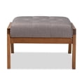 thumbnail image 4 of Bowery Hill Mid-Century Grey Upholstered Walnut Finished Wood Footstool, 4 of 9