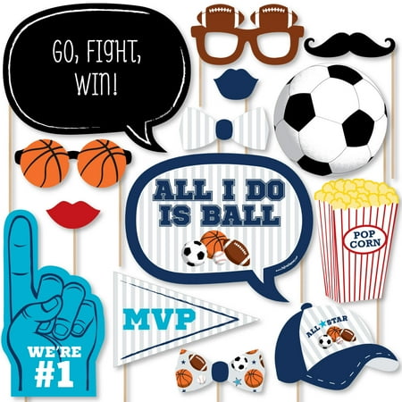 Go, Fight, Win - Sports - Baby Shower or Birthday Party Photo Booth Props Kit - 20 Count