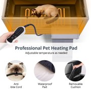 Outdoor Cat House with Removable Heating Pad, DOMIPET Heated Cat House, Waterproof Winter Shelter for Multiple Cats & Small Animals with Escape Door, Suitable for All Seasons