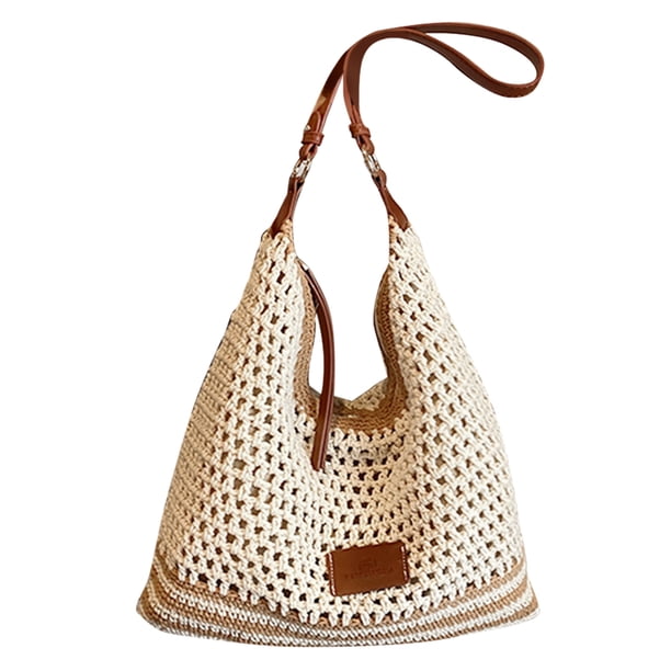 Bolso Hombro Punto Estético Mano Ganchillo Ahuecado para Mujer