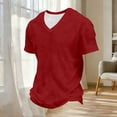 thumbnail image 6 of BRGZLK Men's V Neck T Shirts Summer Casual Loose Short Sleeve Tees Stylish Fitted Stretch Textured Loungewear Waffle Knit T-Shirt for Men Red XL, 6 of 6