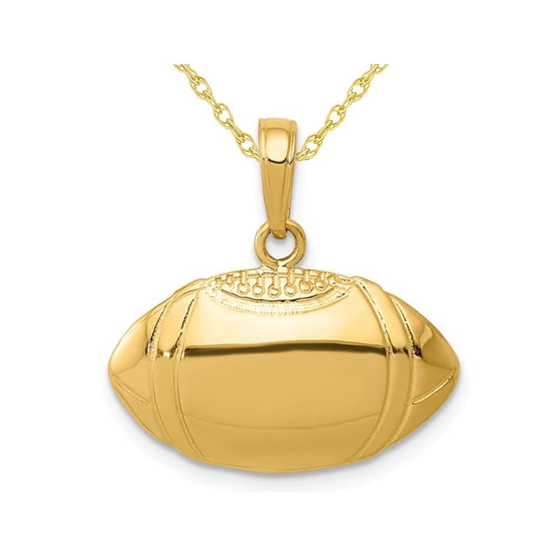 Pendentif Charme Football Classique en Or Jaune 14K avec Chaîne