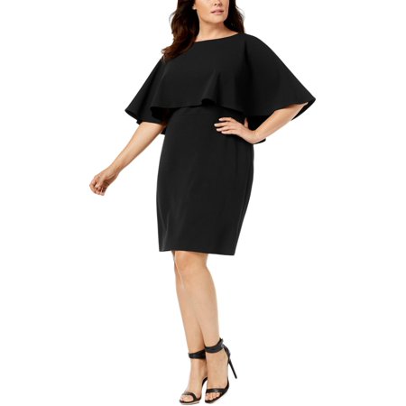 Calvin Klein Womens Plus Popover Cape Sleeves Party Dress