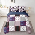 thumbnail image 2 of Castle Fairy Teens Baseball Gamer Bedding Comforter Set,Geometric Plaid Queen Bedding Sets, 2 of 8