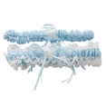 thumbnail image 4 of Bridal Wedding Garter Lace Ribbon Flower Garters Decorations for Bride and Bridesmaid (Blue), 4 of 8