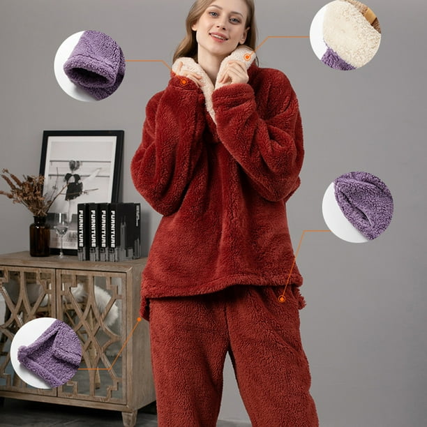 maskred Winter Warm Velvet Pajama Set Choice For Cold Nights Versatile  Polyester Coral Fleece Pajamas Soft Light blue M 