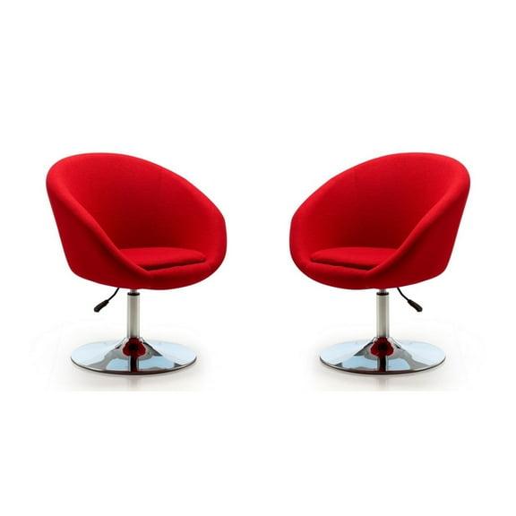 Hopper Red and Polished Chrome Wool Blend Adjustable Height Chair (Set of 2)