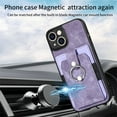thumbnail image 4 of SaniMore Compatible with iPhone 14 Plus Case, Wallet Stand Elastic Credit Card Slot Magnetic Car Mount Ring Holder Premium PU Leather Protection Cover for iPhone 14 Plus 6.7-inch, Purple, 4 of 9