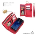 thumbnail image 3 of Galaxy S8 Wallet Detachable Case, Dteck [wrist band][14 Card Slots] Zipper Purse Phone Case Multi-functional Folio Flip Weave PU Leather Removable Magnetic Back Cover For Samsung Galaxy S8,Red, 3 of 8