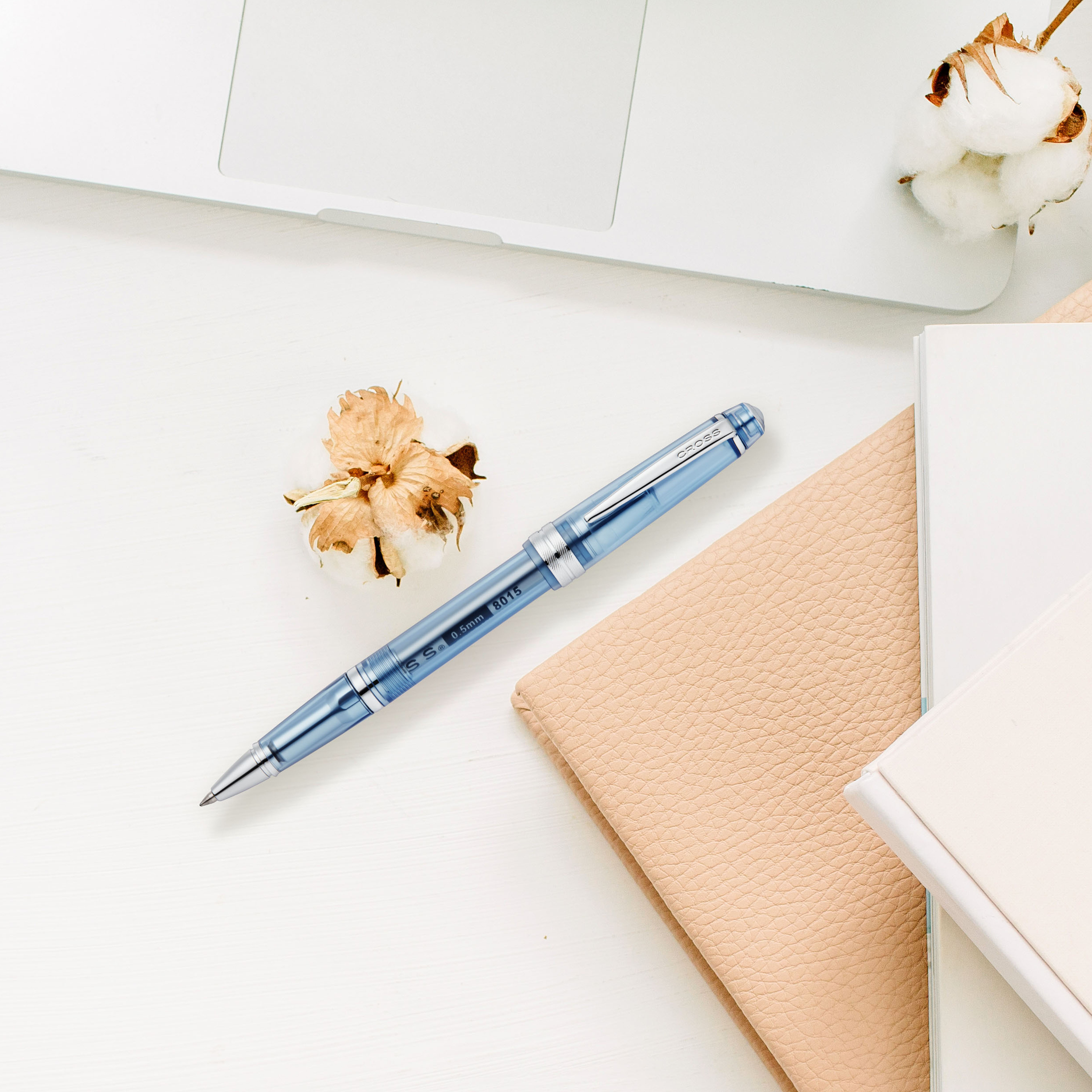 Cross Bailey Light Translucent Navy-Blue Resin with Bright Chrome Internal Mechanism and Chrome-plated Appointments Rollerball Pen