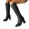 thumbnail image 4 of Women's Square Toe Heel Knee High Boots with Side Zipper for Stylish Mid-Calf Comfort and Winter Wear Fashion Footwear, 4 of 7