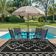 thumbnail image 5 of Moynesa Outdoor Rug Waterproof, 5'x8' Lightweight Plastic Straw Rug for Camping RV, Reversible Boho Carpet Outside Rug for Patio Picnic Deck Porch Balcony Tent, Black, 5 of 8