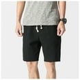thumbnail image 4 of cfhntfmh Summer Cotton Shorts for Men Lightweight Elastic Waist Drawstring Shorts Solid Color Trendy Beach Shorts, 4 of 5