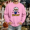 thumbnail image 2 of Men Halloween Sweatshirt Cute Ghost Graphic Casual Long Sleeve Spooky Pullover Sweatshirt Fall Winter Fashion Comfy Tshirts Pink M, 2 of 5