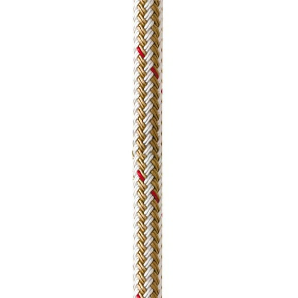 0,37 Po x 25 Pi Ligne de Quai en Nylon Double Tresses - Blanc & Or avec Traceur