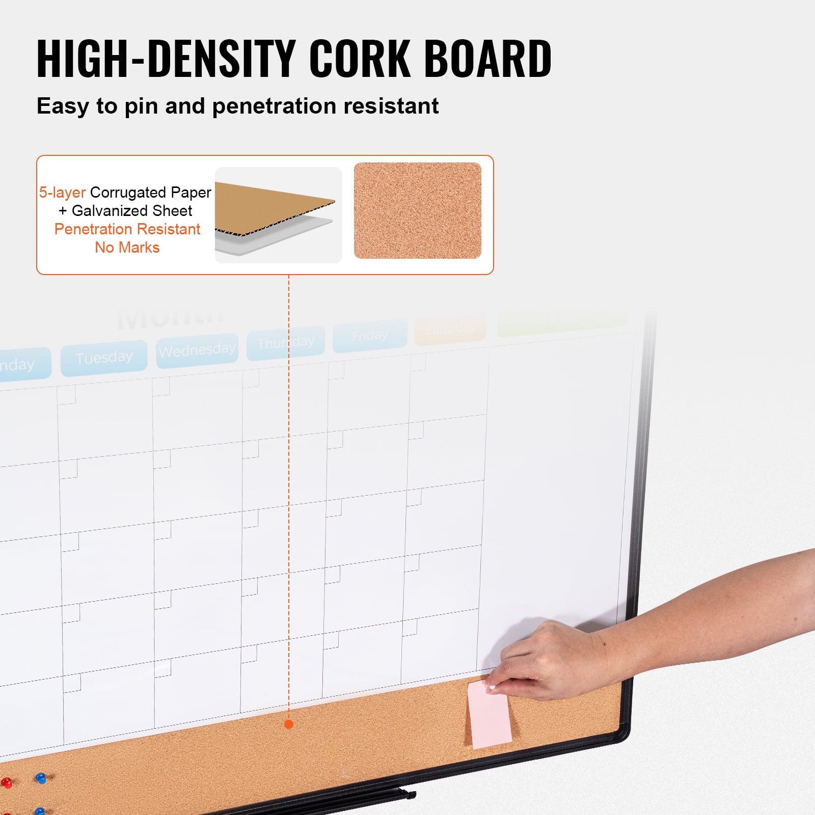 SKYSHALO 36"x 24" Combo Magnetic Whiteboard & Cork Bulletin Board with Aluminum Frame - Dual-Function Dry Erase and Pin Board for Wall - Suitable for Office, Home, School