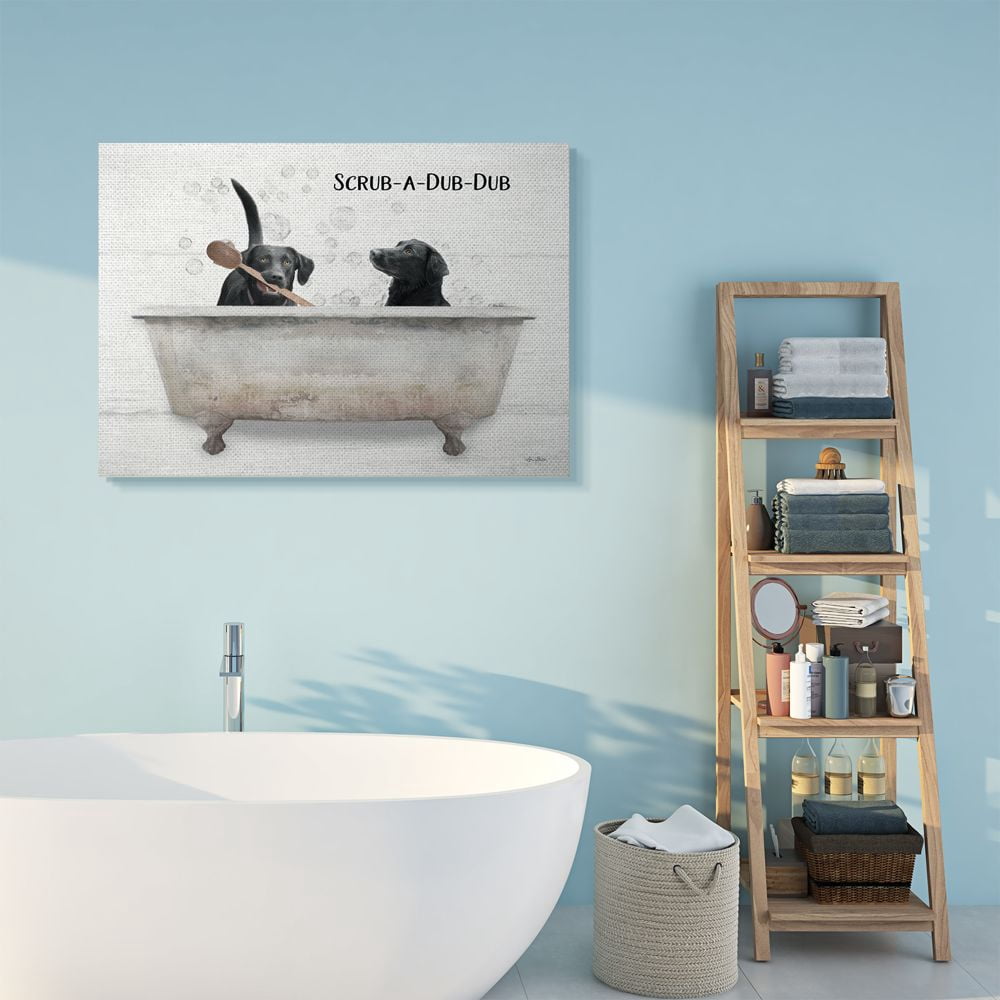 Stupell Industries Scrub a Dub Dub Quote Family Pet Dog Bath Canvas Wall Art Design by Lori Deiter, 36" x 48"