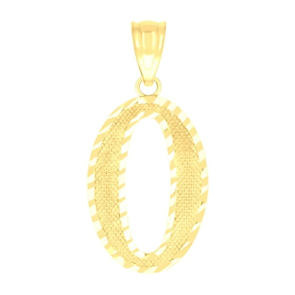 10kt Yellow Gold Unisex Number 0 Nugget Charm Pendant for Men Women