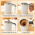 thumbnail image 4 of Smart Self-Stirring Mug with Temperature Display, Rechargeable Auto Stirring Coffee Cup with Lid, Stainless Steel Electric Mixing Mug for Coffee, Tea, Hot Chocolate & Beverages, 1x Cup (380ML), 4 of 8