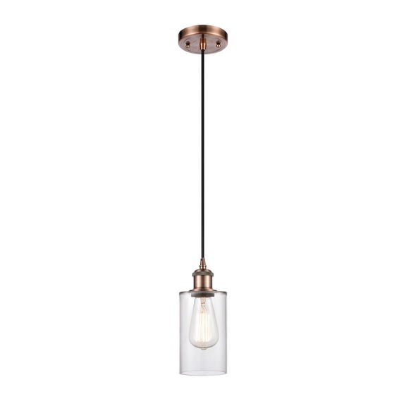 516-1P-AC-G802-LED-Innovations Lighting-Clymer-3.5W 1 LED Mini Pendant in Art Nouveau Style-3.88 Inches Wide by 10 Inches High Antique Copper Finish