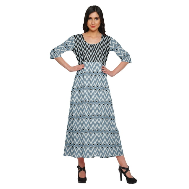 Moomaya Kurtis Imprimés Ligne A pour Femmes Kurta à Manches 3/4 Tunique d'Été
