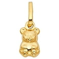 thumbnail image 2 of Ioka-14K Yellow Gold Small Sitting Bear Charm Pendant with 1.2mm Flat Open Wheat Chain Necklace - 22", 2 of 6