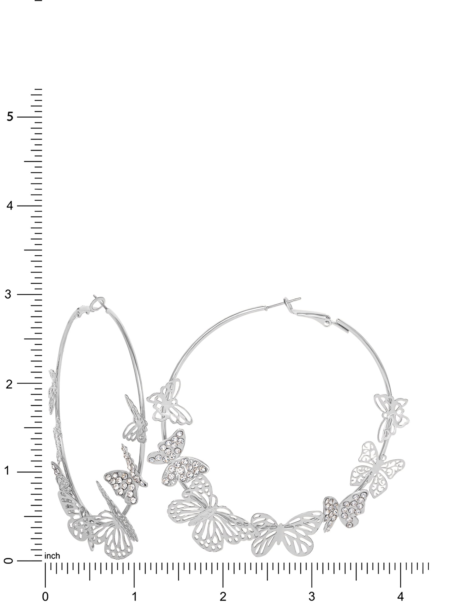 Jessica Simpson Women’s Butterfly Hoop Earrings, Silvertone