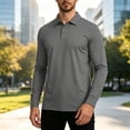 thumbnail image 5 of TKKCS Mens Long Sleeve Polo Shirts- Outdoor Sun Protection Performance Quick Dry Lightweight Casual Shirts Gray S, 5 of 9