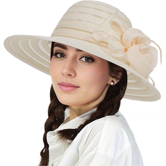 Bamboohart Women s Organza Fascinator Sun Hat - Kentucky Bowler Derby Hat Church Hat for Bridal Tea Party Wedding
