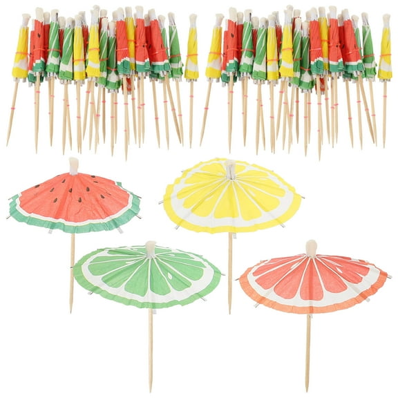WHAMVOX Cocktail Umbrellas for Drinks Assorted Color Paper and Wooden Picks for Decor 50pcs