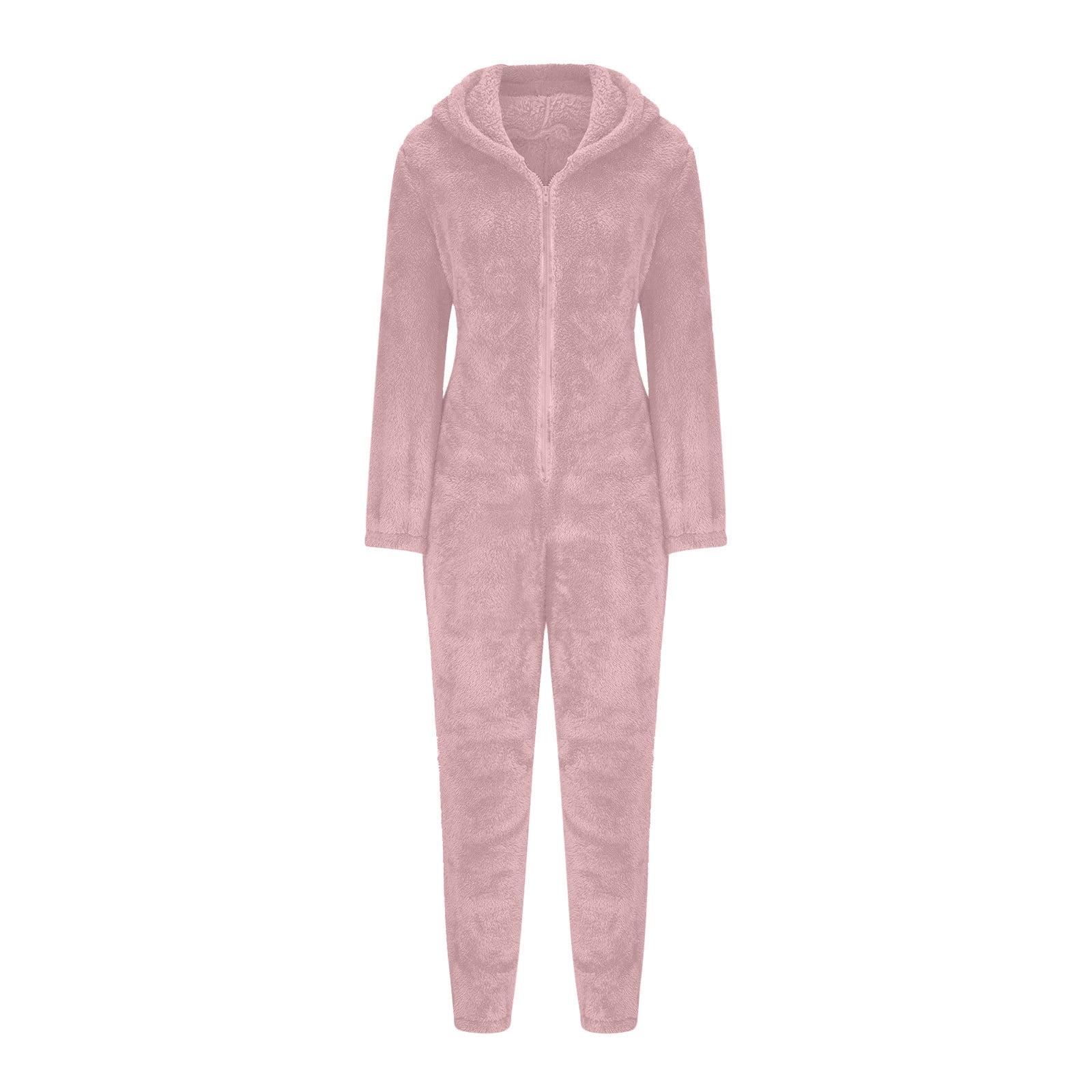 TMOYZQ Women's Flannel Adult Onesie Pajamas, Cute Ear Hooded