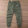 thumbnail image 7 of Men's Full Elastic Waist Casual Cargo Pants Relaxed Fit Taper Fit Lightweight Pull On Workwear Pant with Muti Zipper Pocket and Drawstring (Regular and Big & Tall) Size M-5XL Green, 7 of 7
