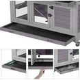thumbnail image 3 of Aivituvin 2-Tier Indoor Rabbit Hutch Bunny House Guinea Pig Cage with Sliding Plastic Trays, Wheels & Ramp, 47.2" Multi-Door Wooden Small Animal Cage for Rabbits, Bunnies, and Guinea Pigs (Grey), 3 of 8
